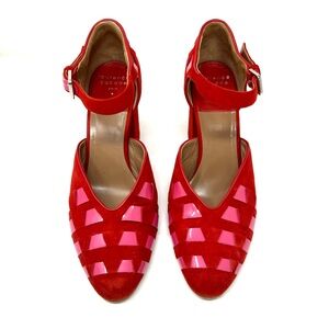 LAURENCE DACADE red suede ankle strap shoes, made in Italy, size 40